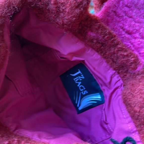 JZ Bags 100% Wool, Felted shoulder bag purse two interior pockets flower - Picture 10 of 11